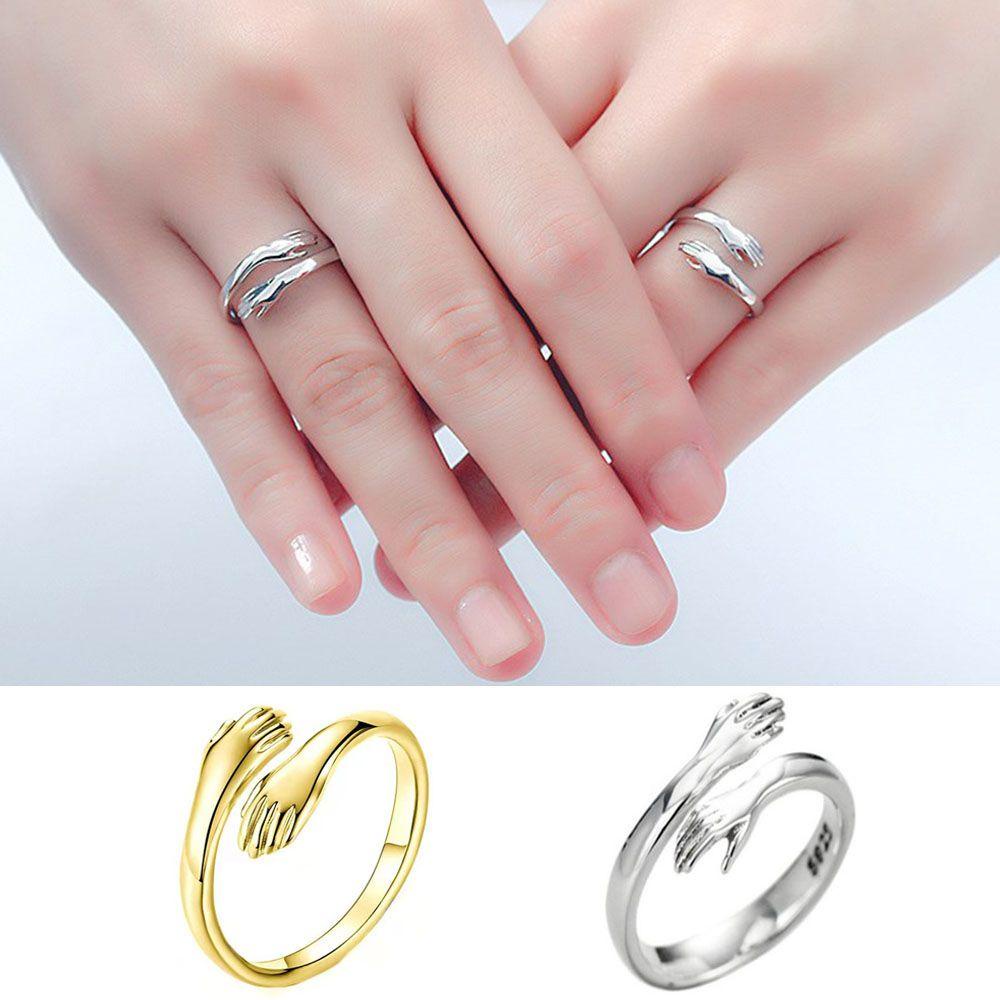 Lily Cincin Tangan Pecinta Kreatif Warna Silver Adjustable Love