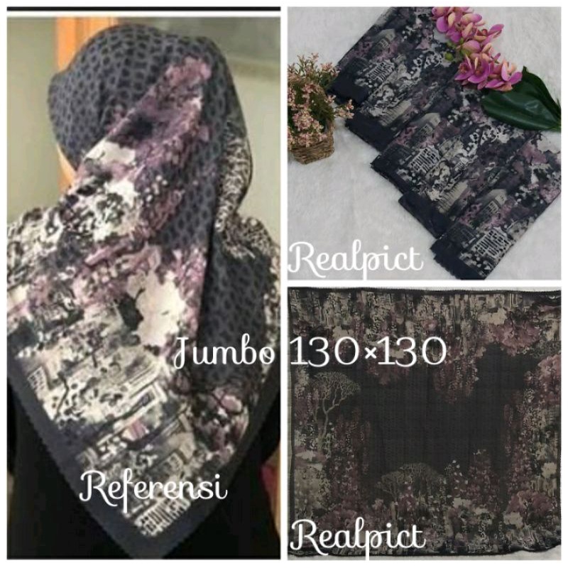 Hijab Voal Motif Jumbo Syar'i/ Hijab Voal Printing Jumbo Syari