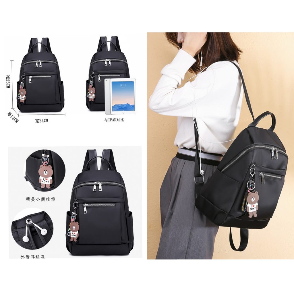 TAS RANSEL WANITA ANTI AIR HITAM BACKPACK JONASE TA429B5 PUNGGUNG GENDONG SEKOLAH PREMIUM KULIAH KOREA KERJA BATAM MURAH REMAJA