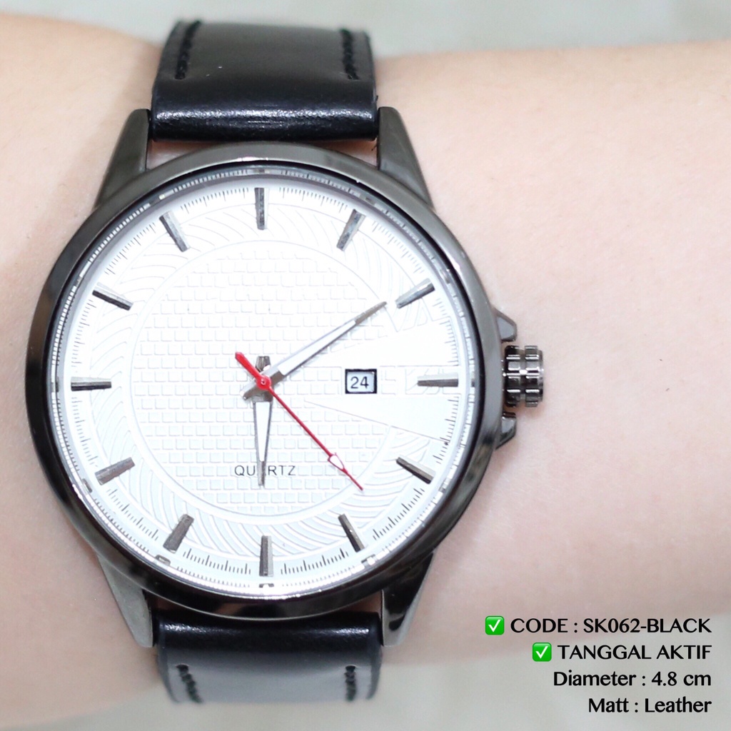 Jam tangan pria kulit tanggal aktif termurah premium korean style SK062