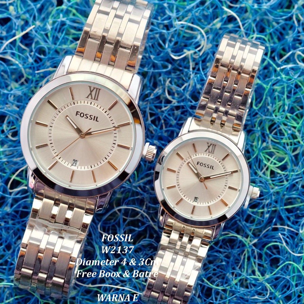 Jam Tangan Couple/Pasangan FO Tanggal aktif rantai tikar full stainless