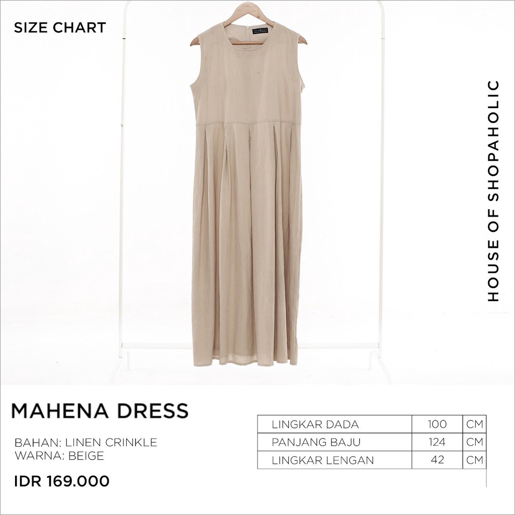 Hosofshopaholic - MAHENA DRESS - Pakaian Wanita - Dress - Casual Dress - Sleeveless Dress - Maxi Dress - Dress Linen - Lentera Collection - Allsize-BEIGE
