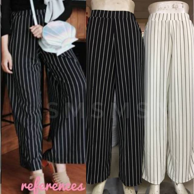  Celana kulot salur import stripe cullotes import kulot 