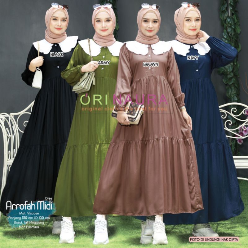 Arrofah midi dress ori naura