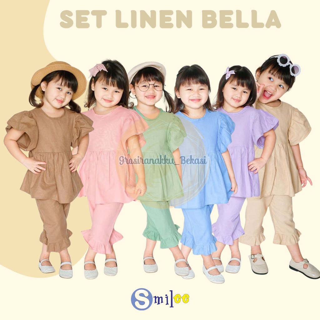 Setelan Anak Linen Smilee Bella Mix Warna 1-5