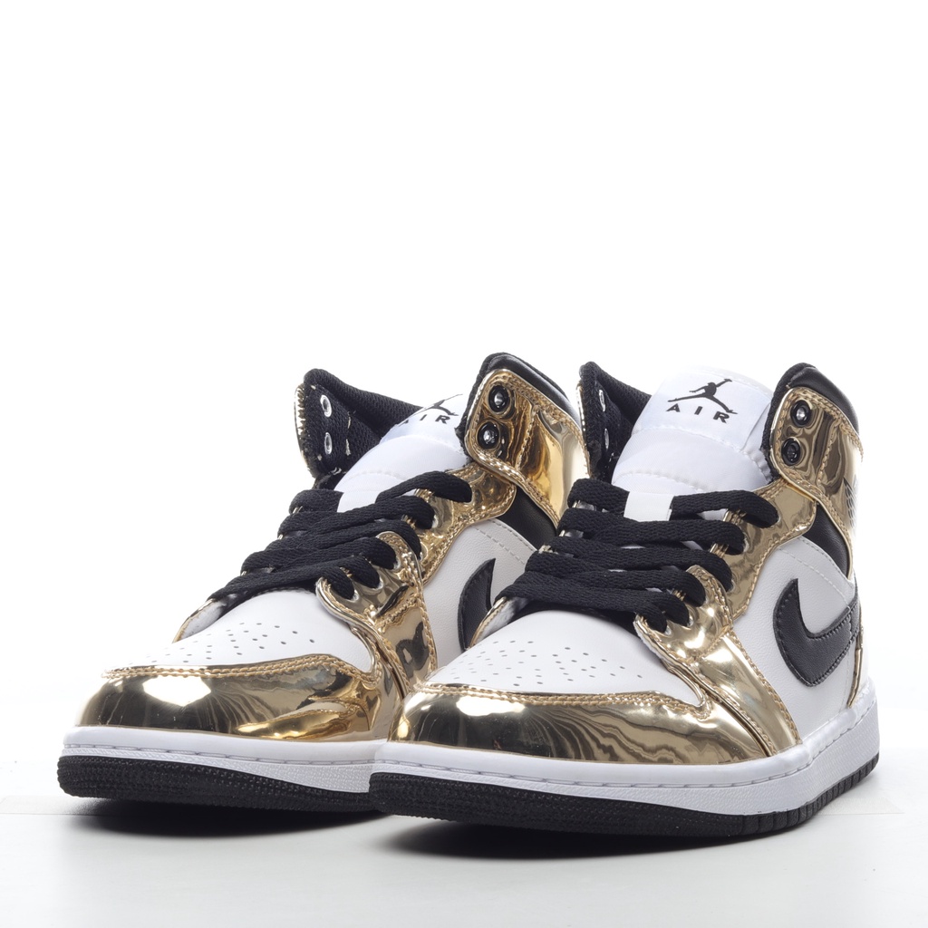 nike air jordan 1 mid metallic gold black white bnib 100% original