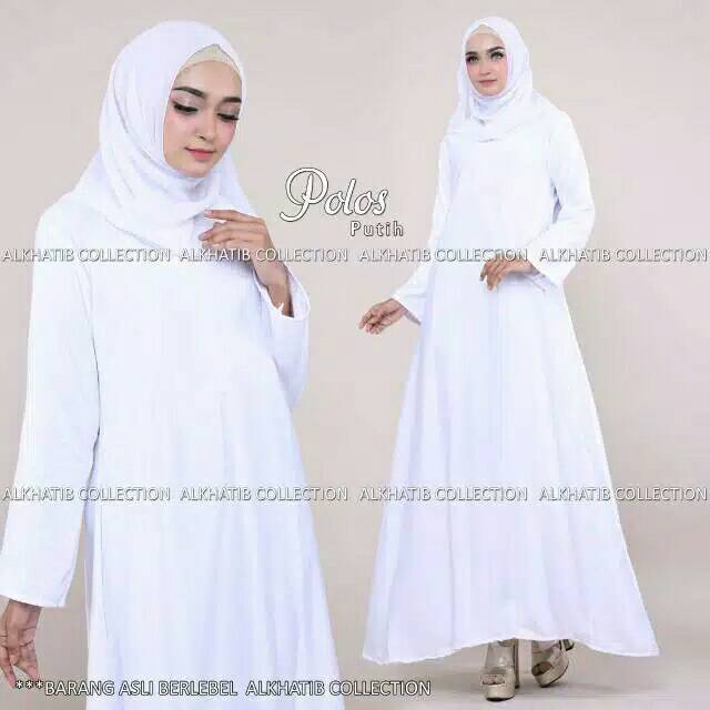 Terlaris Se-Shopee Mslim Abaya Polos Putih/Dress/Jubah/Gamis/Turkey/Ecer/Grosir