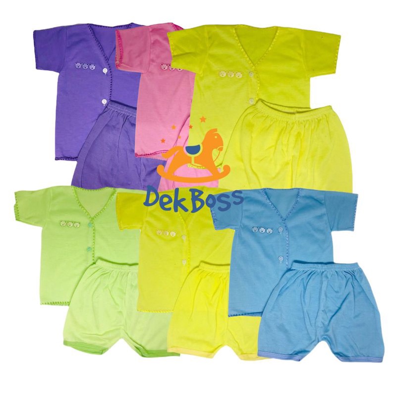 [PILIH WARNA] Setelan bayi sni kancing depan lengan pendek newborn murah 0 6 bulan perempuan laki laki baju harian bayi cewek cowok stelan baju celana bayi