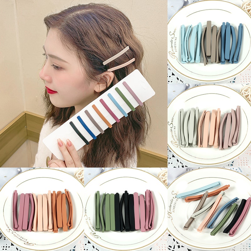 1pc/1set Jepit Rambut Korea Poni Simple Jepit Cewek Korea Jepit Cantik /Jepitan Rambut Gaya Korea Matte Warna Warni / Korea Fashion Wanita Hairclip Aksesoris