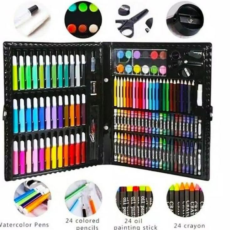 

trxt0T4f--MM - crayon art set 150 PCS in 1 Art Set Pensil Warna Crayon Full Set Alat Lukis Gulali Books Pencil Menggambar Warna Warni