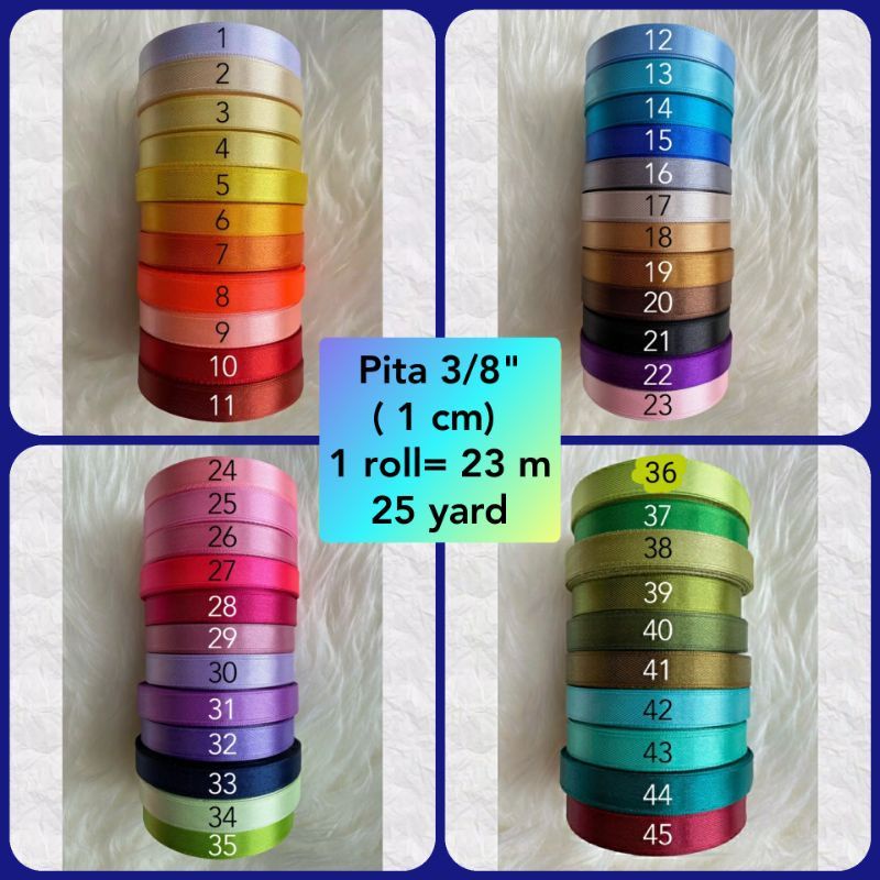 

piya satin 3/8 inch / lembar 1cm(25 yard)