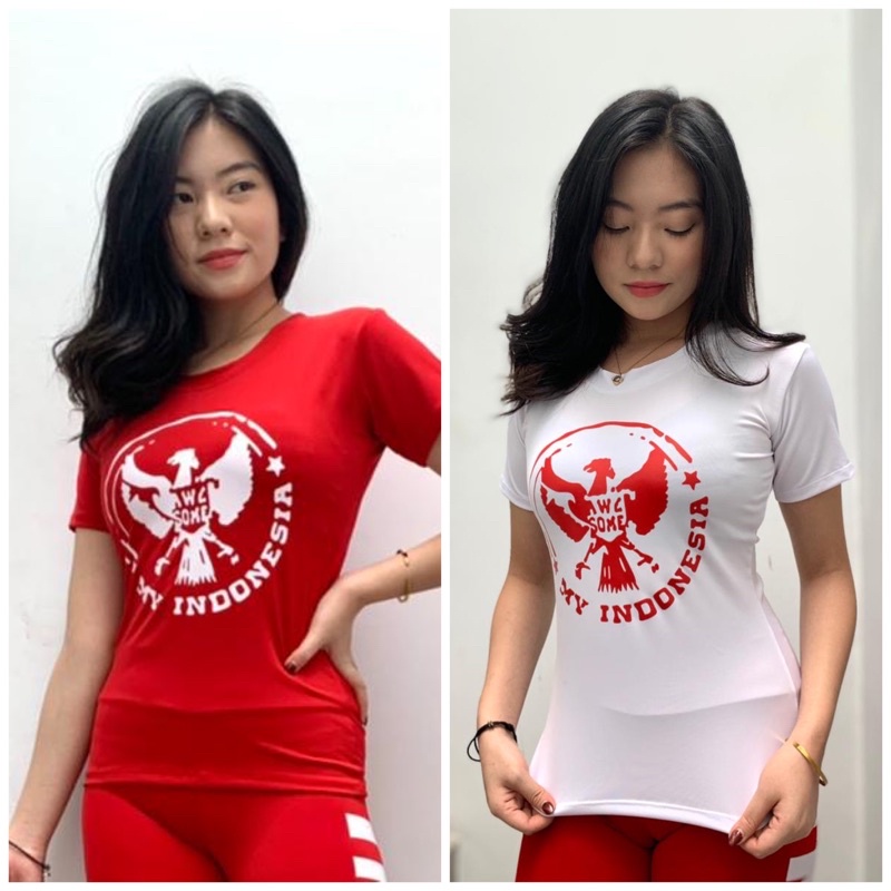 Kaos senam aerobik zumba yoga gym fitness Agustusan Indonesia merah putih model KPRI