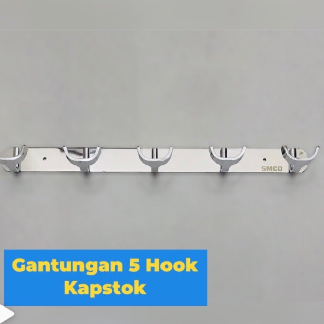 Gantungan Baju Hanger 5 Kait 2 Hook Kamar Mandi Dinding Tembok Kapstok