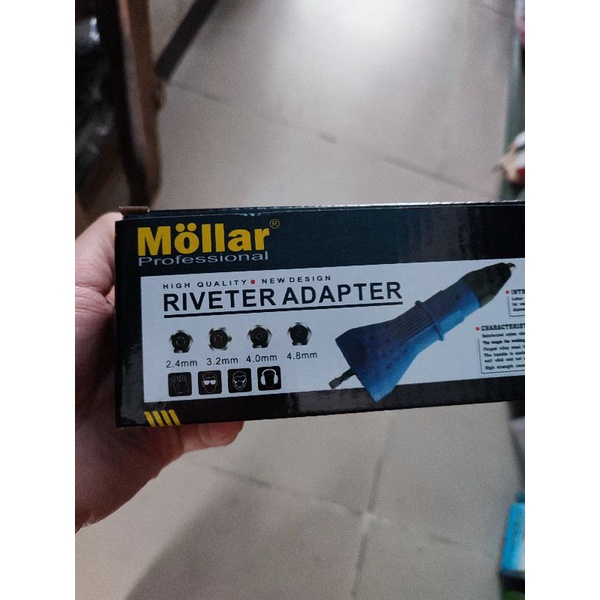 mollar N35000 riveter adapter tang rivet ke mesin bor