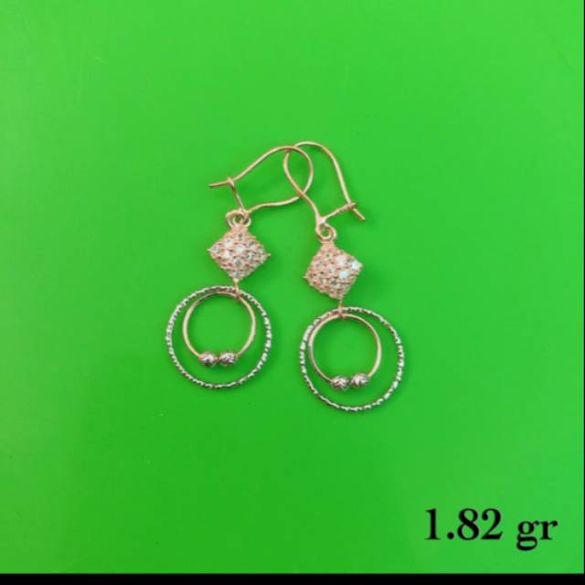 Anting diamond bulat mata kadar 375