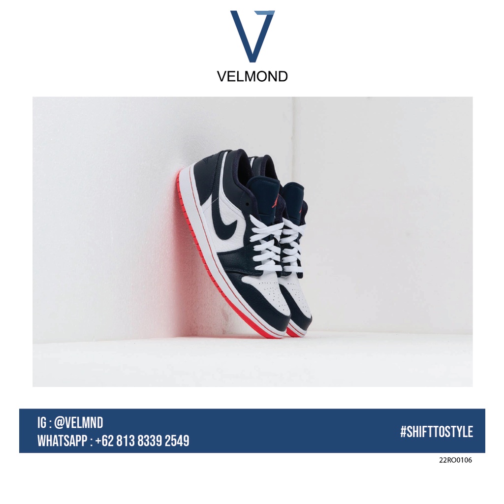 Jual Sepatu Nike Air Jordan 1 low Obsidian Blue Red Biru Merah | Shopee