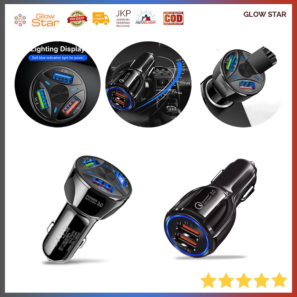 Car Charger Dual USB Port 3.1A QC3.0 Black, Chas mobil quick charge, fast charger mobil 2 / 3 Slot