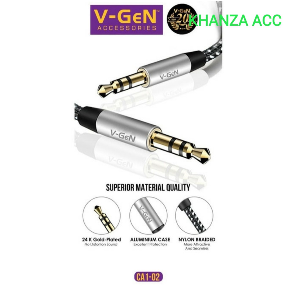 KHANZAACC VGeN CA1-02 Kabel AUX Male to Male 1 Meter Audio Cable 3.5mm