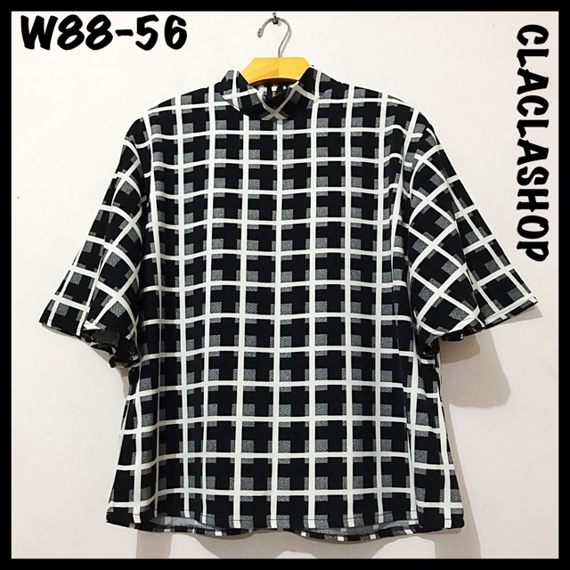 Baju Atasan Blouse Wanita Lengan Terompet Big Size| Pakaian Top Terompet Jumbo Blouse Kerja Kotak2