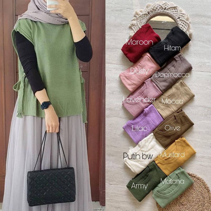 Lona Vest/Vest Rajut/Vest Murah/Vest Korean Style/Rompi Vest Luaran Hijab/Vest Import/Efka Official