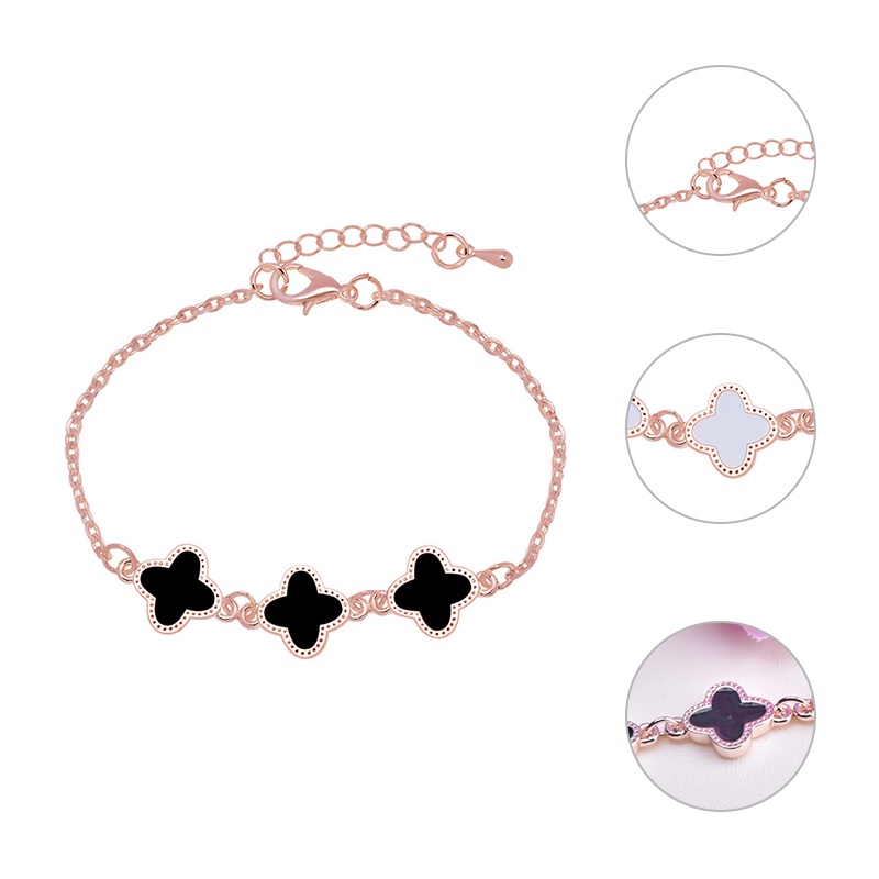 1 Pcs Korean Gelang Titanium Wanita Anti Karat Selamanya Semanggi Berdaun Empat Bracelet