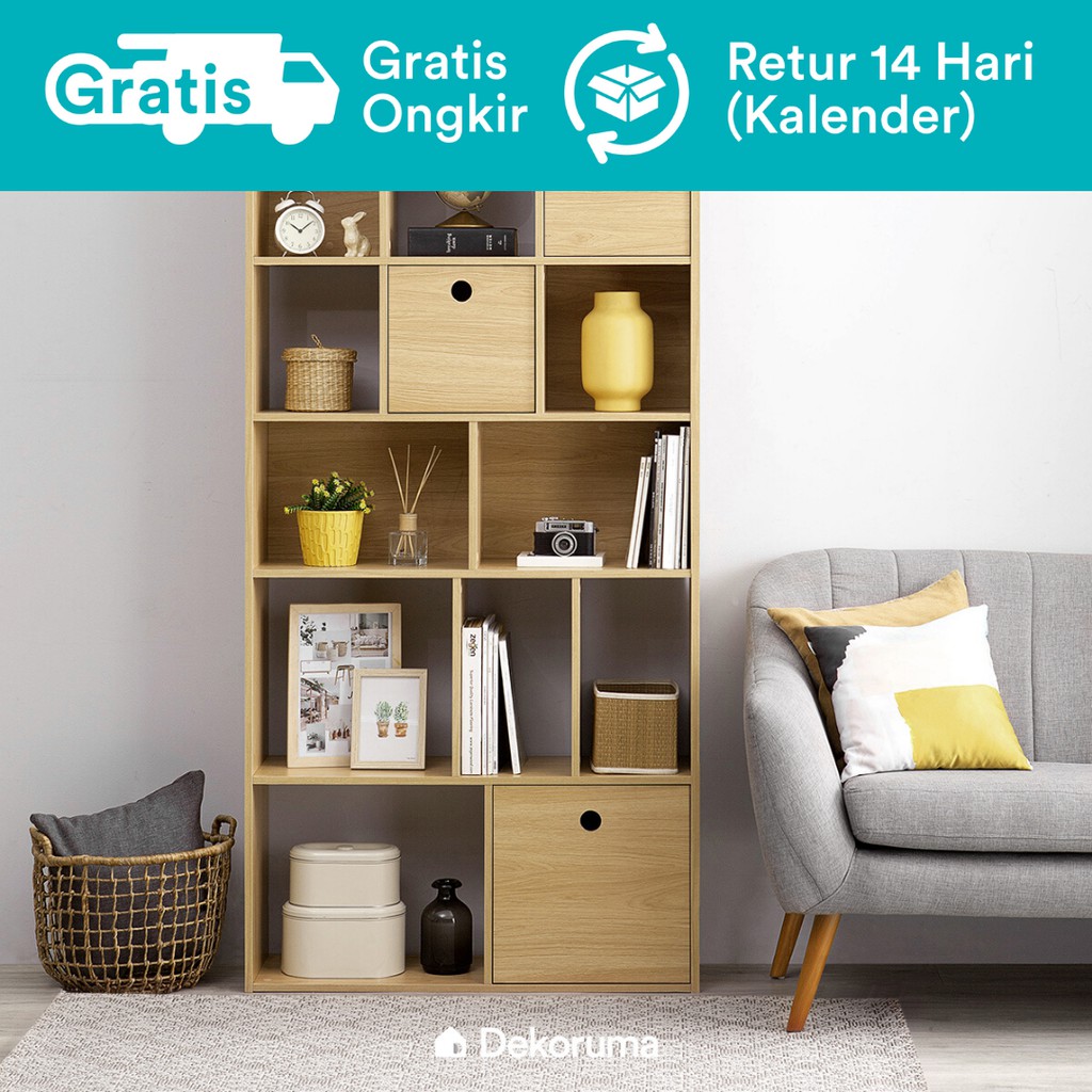 Dekoruma Anzu Rak Display Kayu - Rak Buku Serbaguna 5 Susun Minimalis