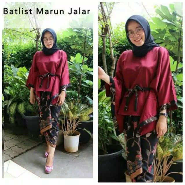 Set kebaya BATLIST/kebaya batwing tapi/rok lilit/kebaya wisuda/peach/grey/navy/maron/gold