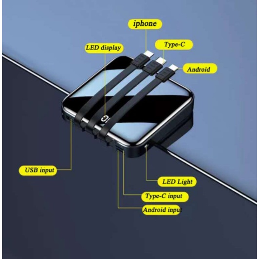 Power Bank 20000 mAh Powerbank 3 USB Output 2 Input LED Display Murah Mini Small SIZE