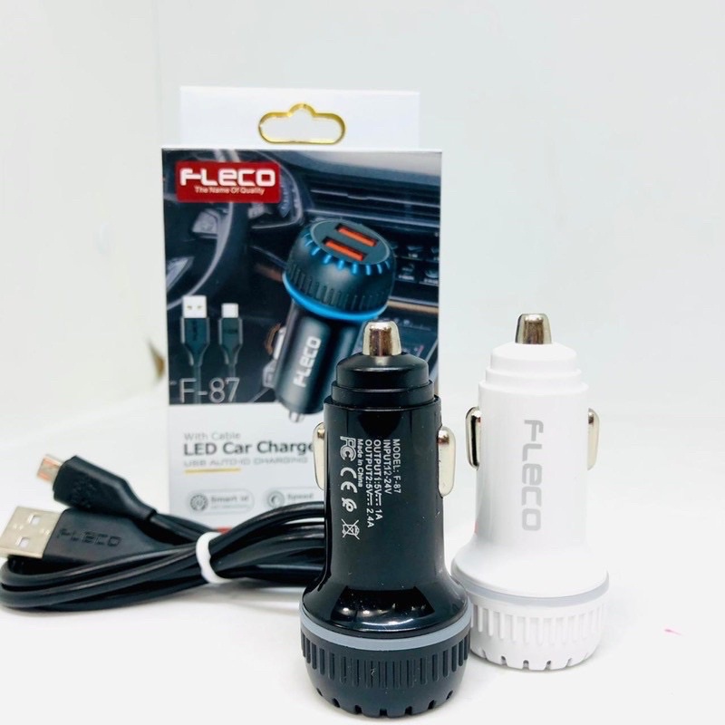 PROMO CAR CHARGER MOBIL F87 FLECO 2USB SMART IC