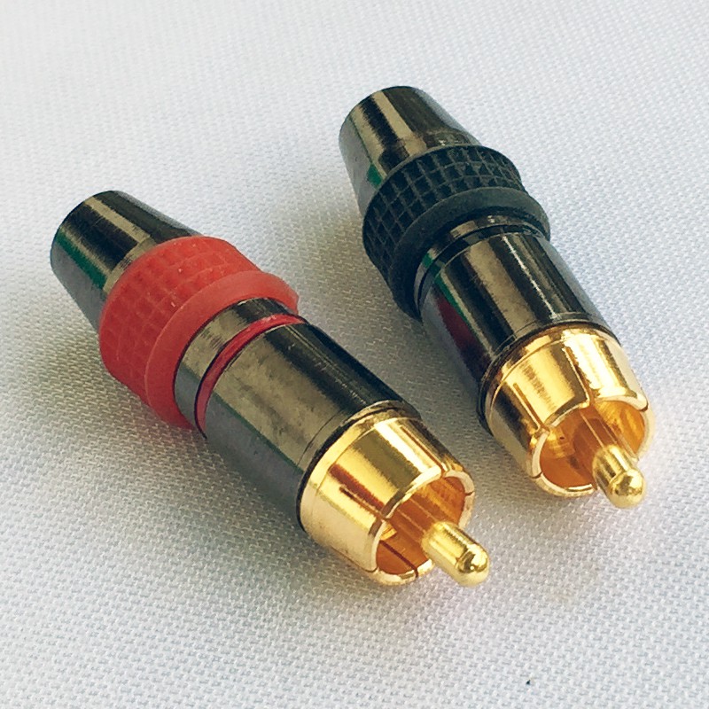 JACK RCA GOLD METAL HITAM RCA PLUG CONNECTOR RCA MALE PER SET