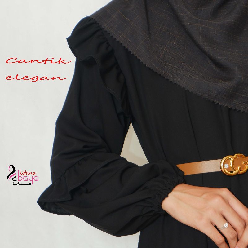 abaya turki terbaru elegan trendy dg bonus sabuk Cantik dan aksen tangan layers