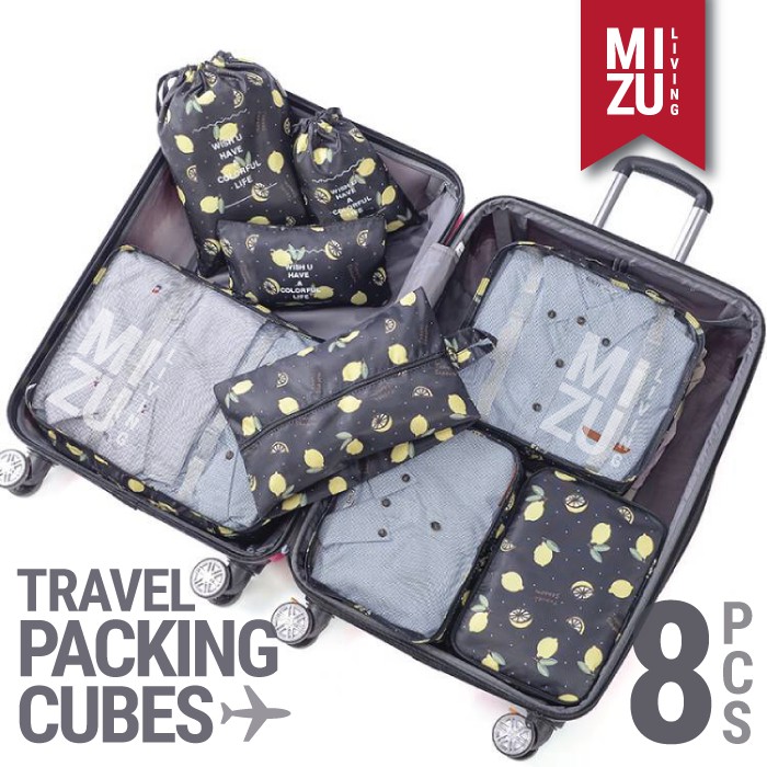 SECRET POUCH Travel Packing Cubes 8in1 Bag Organizer Tas Koper MOTIF