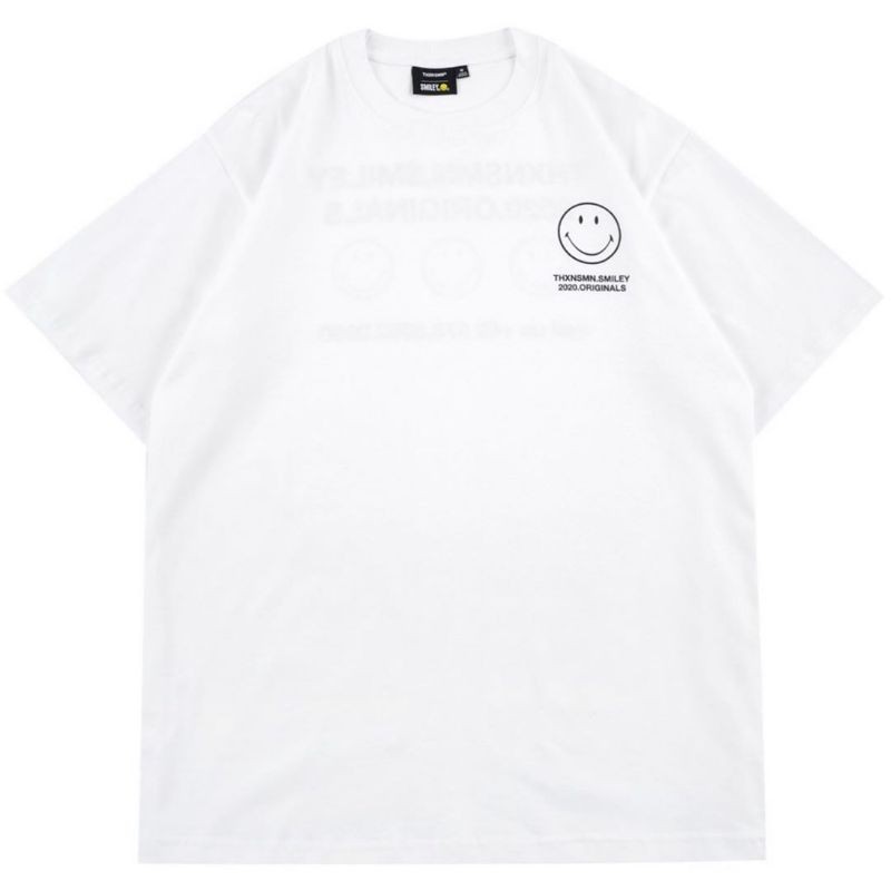 THANKSINSOMNIA X SMILEY Monochrome T-Shirt White UNISEX