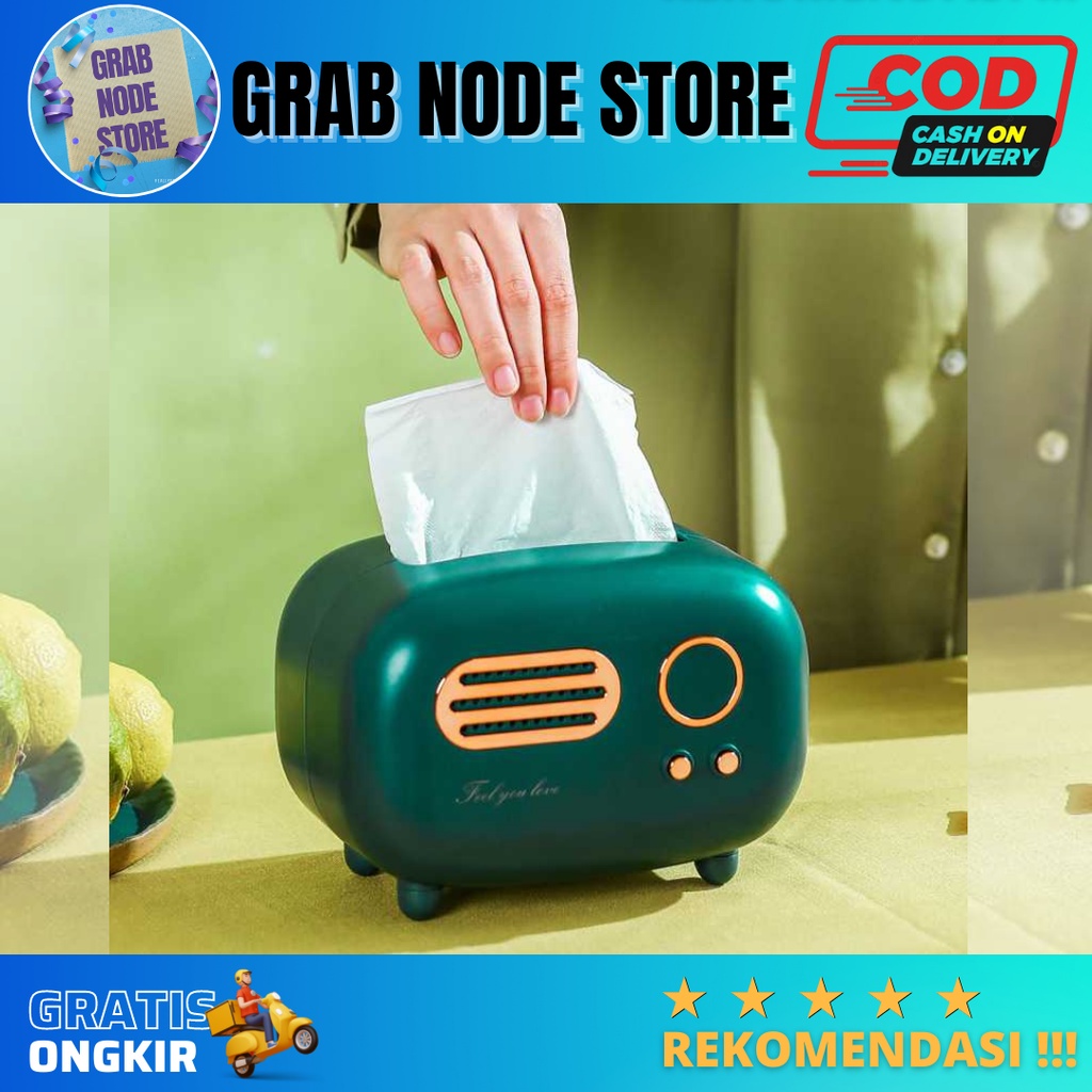 Kotak Tempat Tisu Meja Kerja/Tamu/Rias Desain Unik Model/Bentuk Radio Retro - TopSung ZJ104