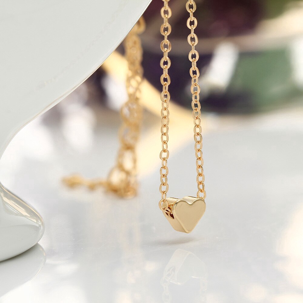 Kalung Choker Pendek Desain Hati Warna Emas Silver Untuk Wanita