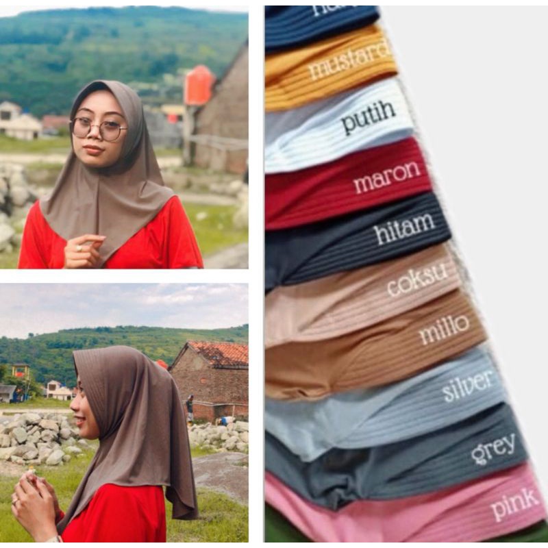 hijab sporty mini jersey super adem /hijab instan sporty/jilbab sehari hari anti tembeb