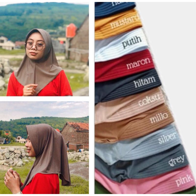 hijab sporty mini jersey super adem /hijab instan sporty/jilbab sehari hari anti tembeb