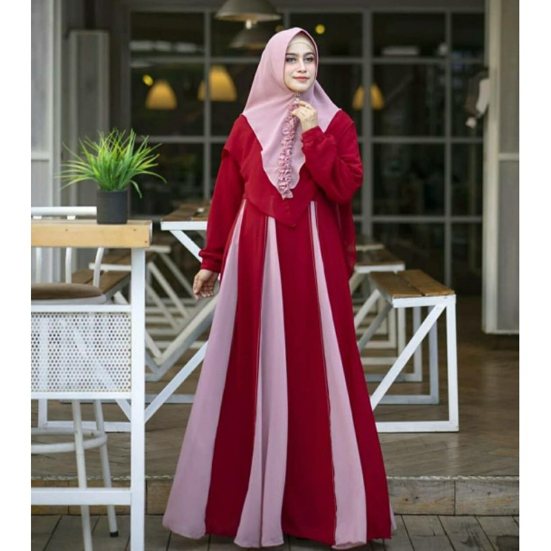 Gamis Syar'i asdf Mix Putih Benhur Abu Toska Navy Maroon Hujan Muslim Brokat