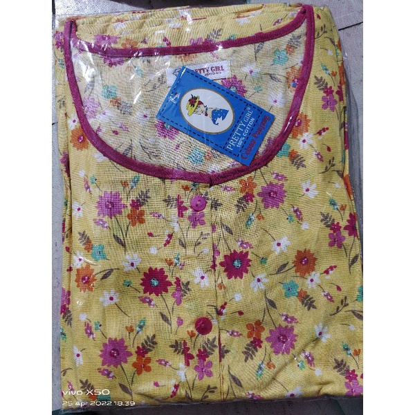 Piyama Cp set celana panjang Katun Motif Bunga Pretty girl-KODE 23B