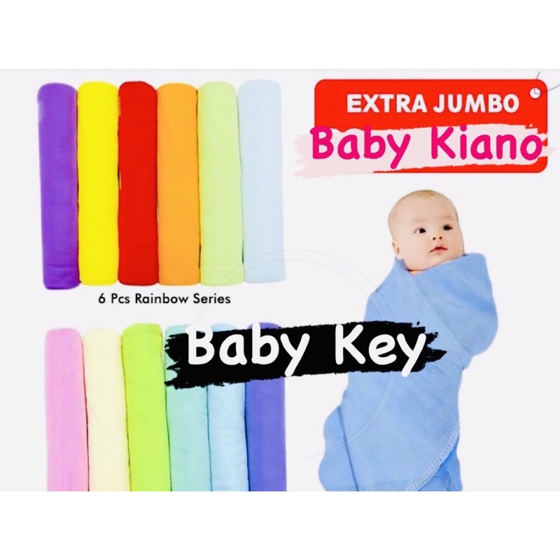 KIANO Bedong Bayi JUMBO besar BABY KEY Rainbow Bedong selimut gurita popok Bayi kaos polos