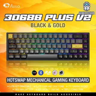 Akko 3068B Plus V2 Black & Gold Hotswap Wireless Gaming Keyboard
