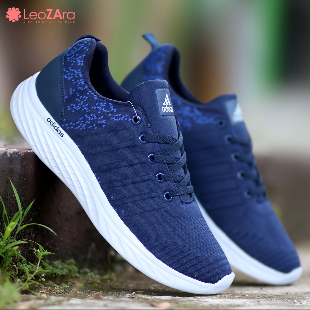 Sepatu Pria Sneakers Adidas Three Line Embos Casual New Trendy Varian Black Navy Grey Size 39 Sampai 44