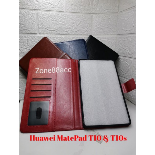 Sarung Dompet Huawei Matepad T10 T10s Leather Case Flip Cover Casing Book Buku Folio Flipcover diary slot kartu