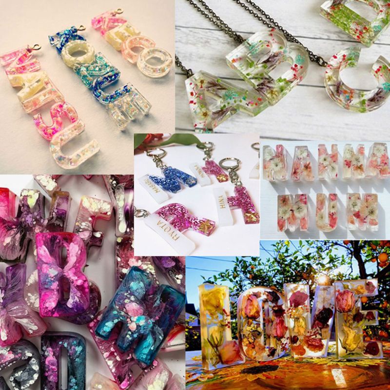 SIY  Crystal Epoxy Resin Mold Alphabet Letter Number Pendant Casting Silicone Mould