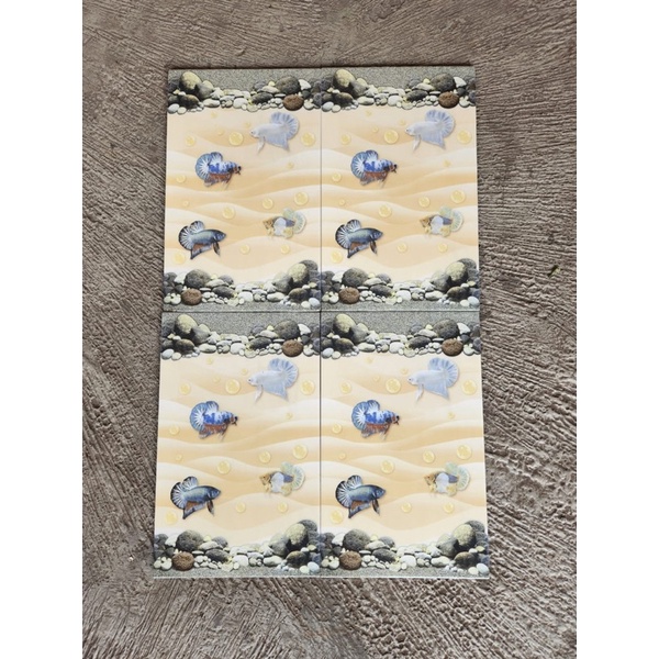 Keramik motif ikan UK 25x40 Rosalia dingding kamar mandi