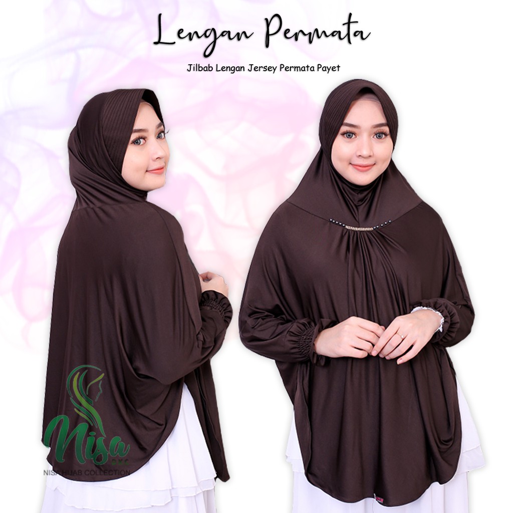 Jilbab Lengan Permata Hijab Tangan Jersey Bergo Payet Nisadkc