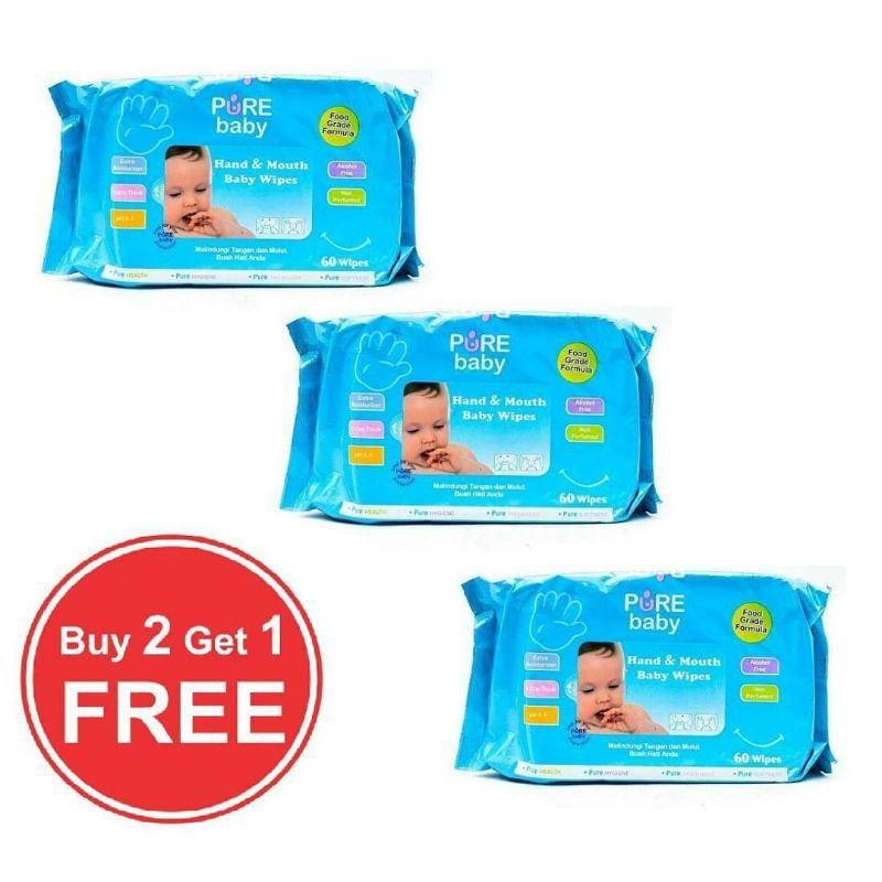 Pure Baby Cleansing Wipes Hand and Mout  Aloe Vera 60s