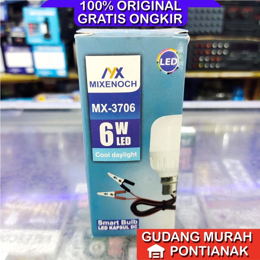 Lampu DC Mixenoc Jepit Aki Watt Lengkap 6w 12w 18w 25w 30w