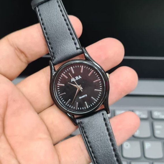 JAM TANGAN ALBA KULIT CASUAL VINTAGE UNISEX COUPLE SATUAN