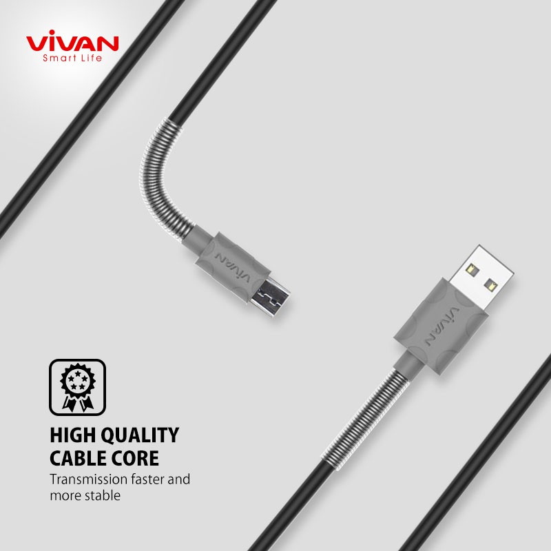 VIVAN Kabel Data FM100 BWM100 BTK-M USB Micro Android Fast Charging 2.4A Original Garansi 1 Tahun